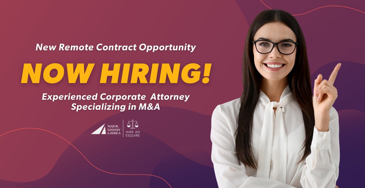 Our client is hiring a Partner with 15+ years of experience in corporate law. This role requires expertise in Mergers &amp; Acquisitions.

This is a remote, one-time project expected to last 1-3 months. 

See more details &amp; Apply here!: bit.ly/4n698Sh
#HireanEsquire