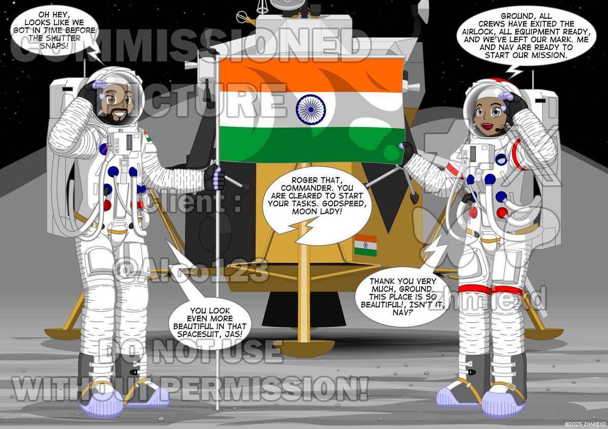 zhmiexd's tweet photo. Another new pic in a row!

@Aloo42844's Jas and Nav Gill Just out of their lander and planted their mark on the moon surface! https://t.co/IBxP9mLyMy