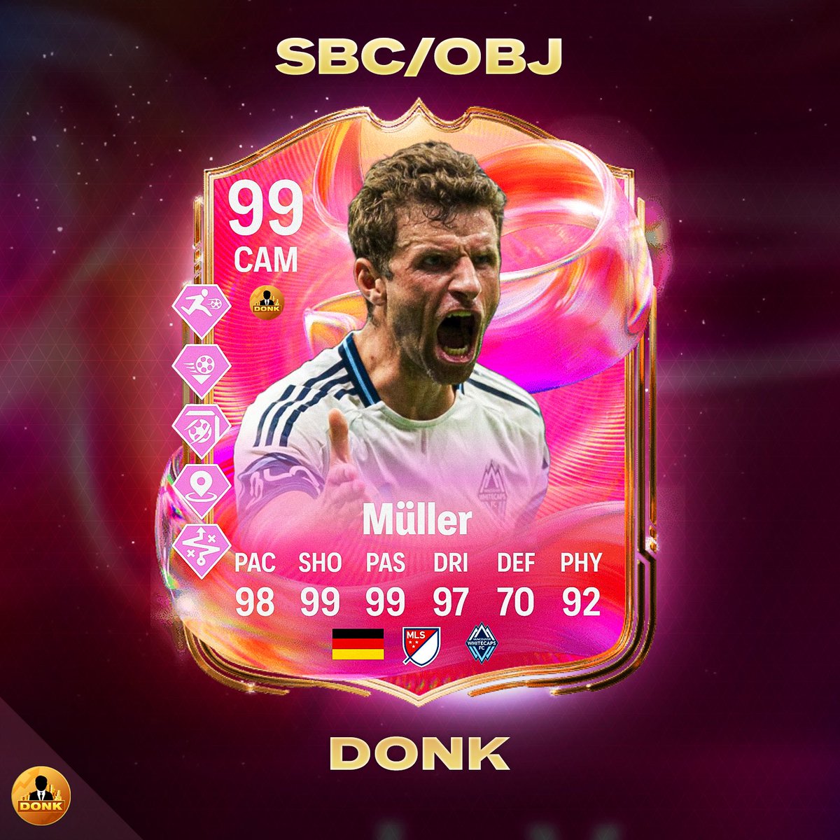 Futdonk's tweet photo. 🚨 99 Muller 🇩🇪 is coming as SBC/OBJ

OFFICIAL STATS ⏳

Make sure to follow @DonkTrading ✅
#fc25 https://t.co/f3I9ak6PYG