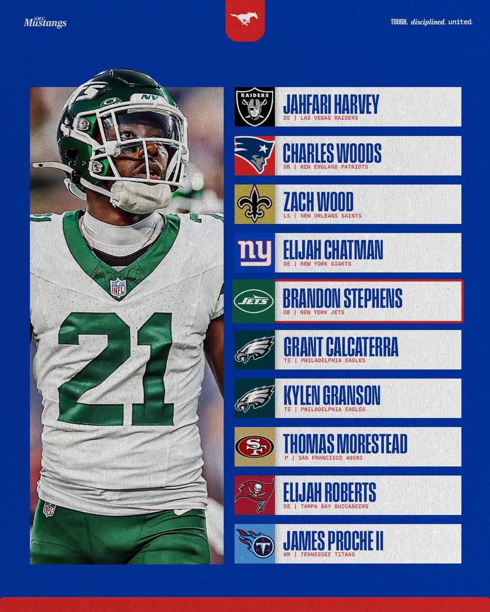 SMUFB's tweet photo. Good luck to our NFL Mustangs! https://t.co/qurWd2grG7