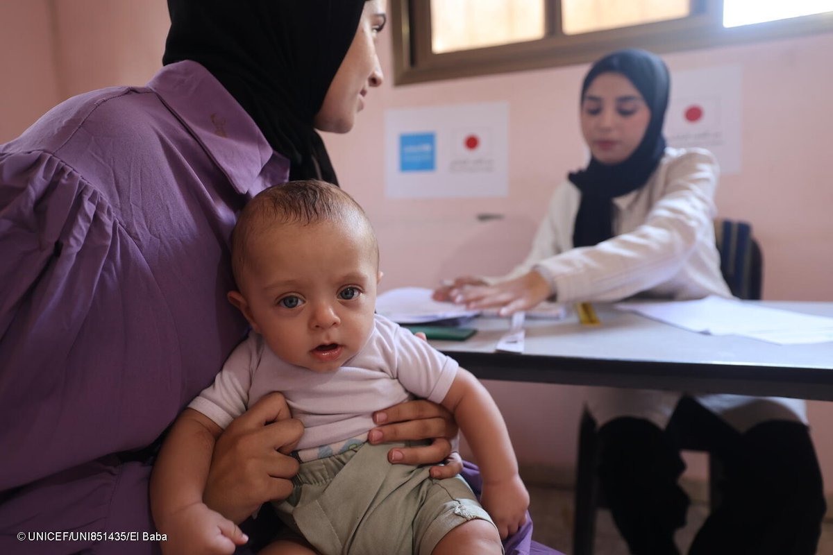 UN's tweet photo. Every child in Gaza under the age of five —more than 320,000— is at risk of acute malnutrition.

@UNICEF is on the ground delivering life-saving nutrition supplies.

But with famine likely to spread, children urgently need a massive scale-up of humanitarian aid. https://t.co/xo1I4Jz1qq