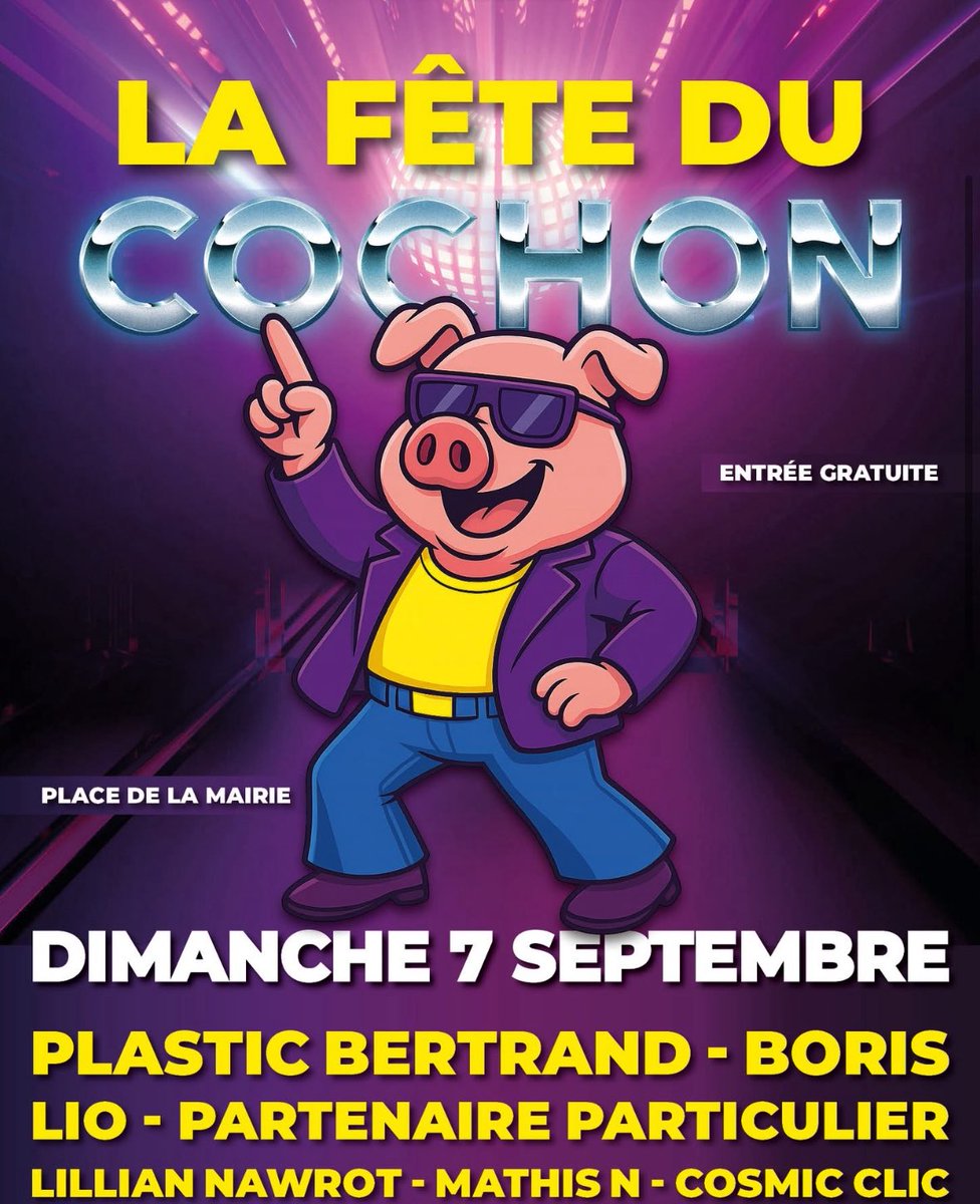 LA FÊTE DU COCHON À HAYANGE 🐖

🎉DIMANCHE 7 SEPTEMBRE 2025 🐷

Après une édition 2024 inoubliable, la Fête du Cochon revient cette année avec encore plus de musique, de bonne humeur… et de cochon ! 🥓🔥

Rendez-vous dès 10h30 sur la Place de la Mairie pour une journée festive à