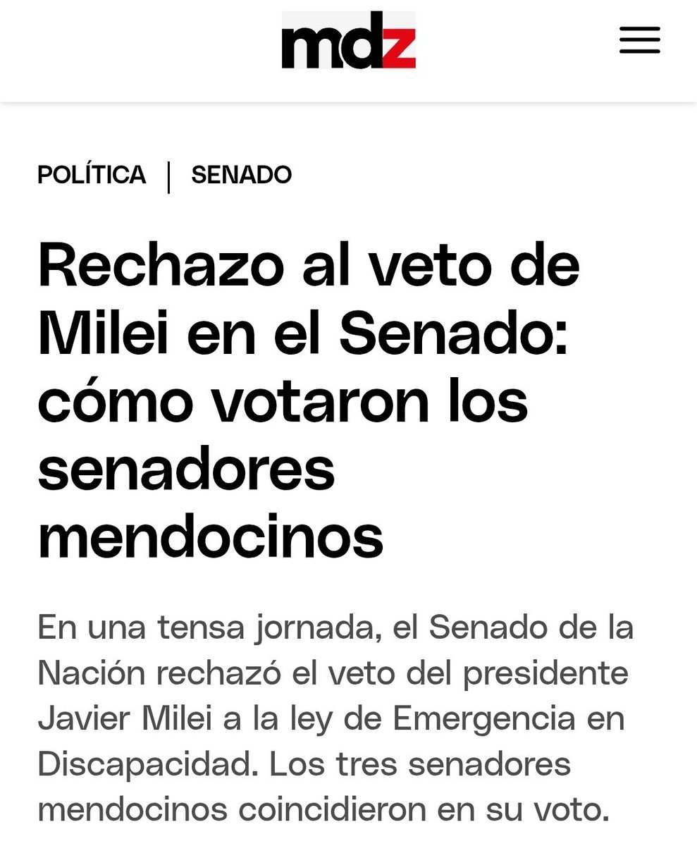 Los senadores radikukas por Mendoza votaron en contra de Milei, otra vez. Los cornejistas y kirchneristas son iguales. Cuando yo sea diputado nacional, no voy a extorsionar al Presidente <a href="/JMilei/">Javier Milei</a> para darle mi apoyo, ya lo tiene. Voy a votar por convicción, no por conveniencia.