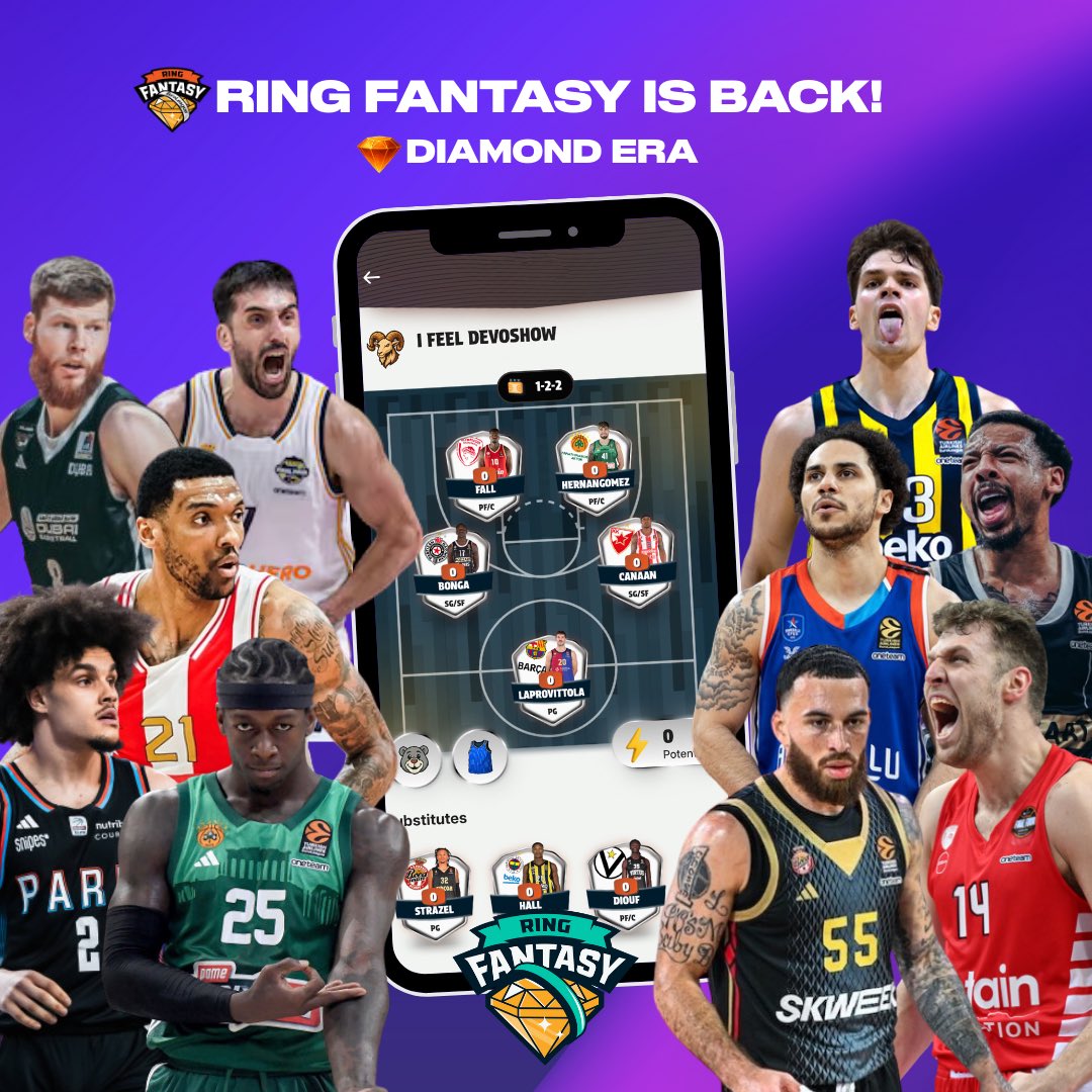WE ARE BAAAAACK!!!💍🏀🚀🤩

💎WELCOME TO THE DIAMOND ERA!

📲APP available on iOs &amp; Android
🔗Download link👇
ringfantasybasketball.com/ref/general

🖥️Website coming soon...😴

#RingFantasy #Euroleague #DiamondEra