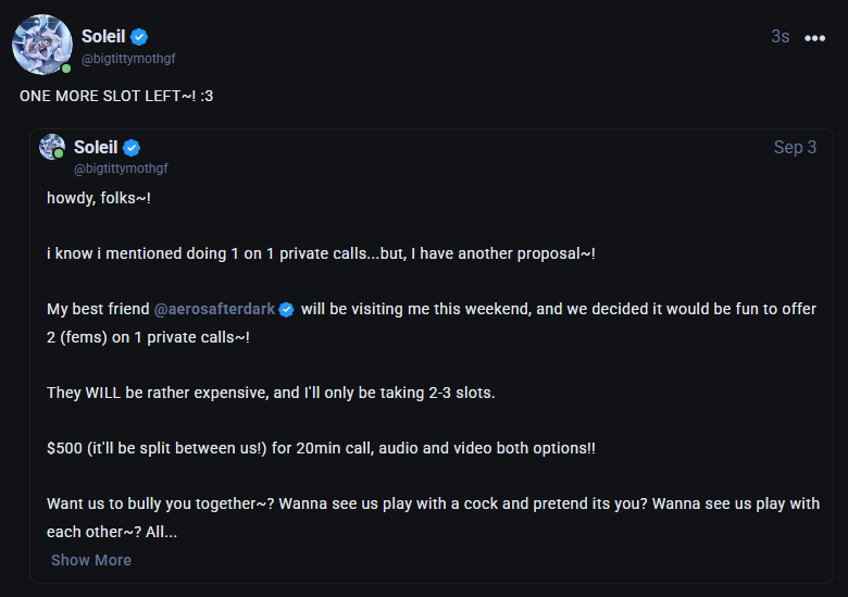 an interesting offer on fansly 👀 act fast if you're interested~!