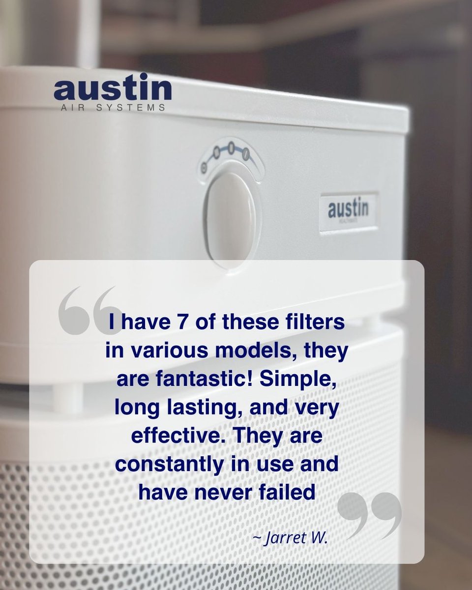 AustinAirLtd's tweet image. “I have 7 of these filters in various models, they are fantastic! Simple, long lasting and very effective. They are constantly in use and have never failed.” – Jarret W.

Built to last. Trusted for decades.

🛒 Shop now: web.austinair.com/standard-and-j…

#AustinAir #PlannedPermanence