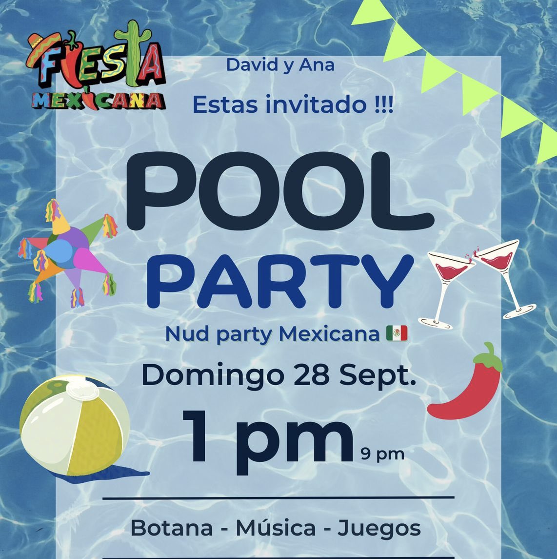 Si eres de Guadalajara, únete a nuestra próxima Pool party el 28 de septiembre temática fiestas patrias, para reservar mándame un DM. 

Tu acceso incluye una licuachela