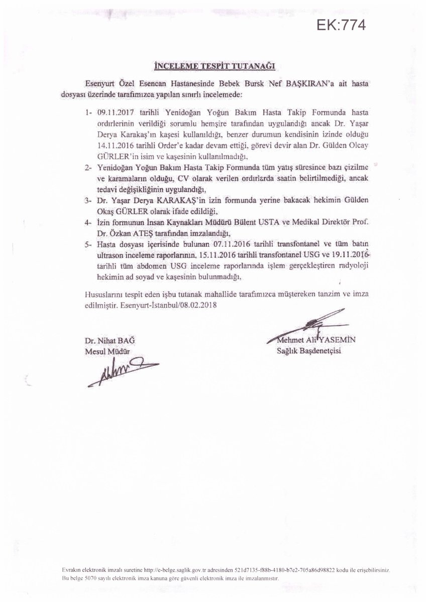 2) İstanbul İl Sağlık Müdürlüğü ve T.C. Sağlık Bakanlığı soruşturmaları
Daha önce ki paylaşımlarımda söz ettiğim tedaviler, beslenme, kaçak doktor konuları ile birde sahte ultrason raporlarını konuşmak lazım. Nasıl olurda sağlık başdenetçisi altında doktor kaşe imzası olmayan
