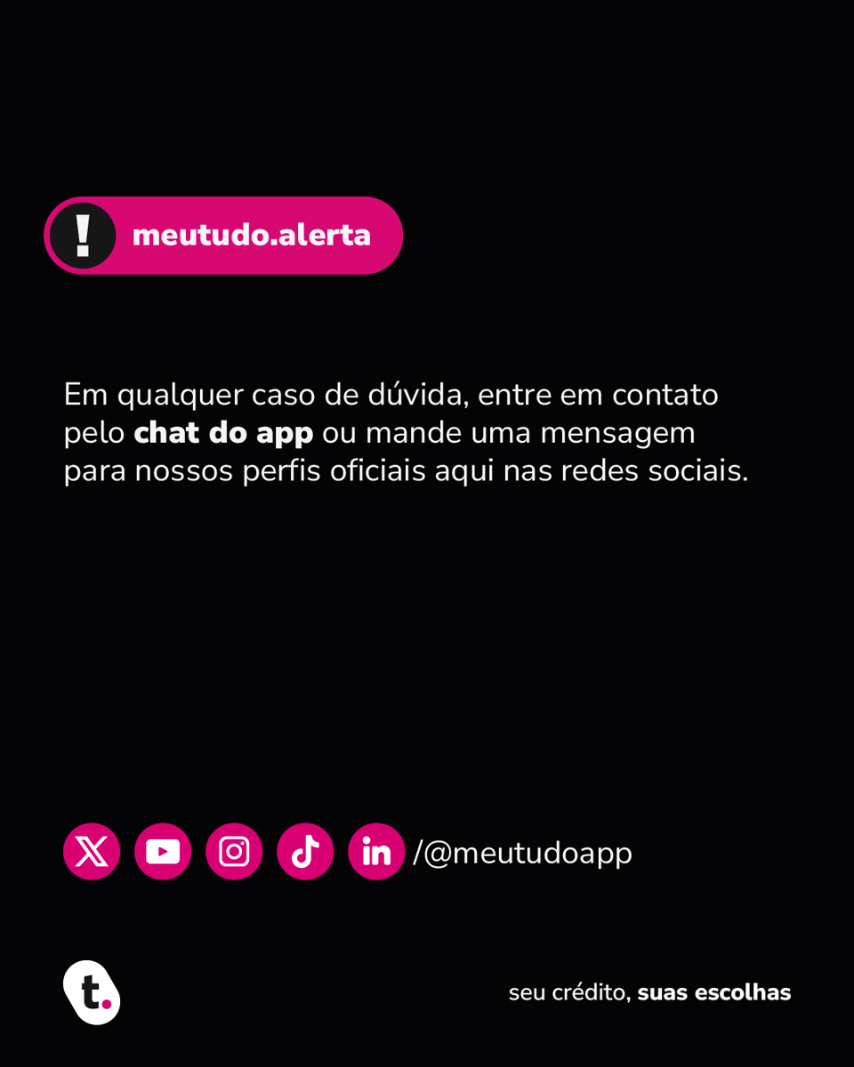 meutudoapp's tweet image. Alerta de fraudes usando o nosso nome no WhatsApp🚨

Se você recebeu algum tipo de mensagem suspeita nos últimos dias, em nome da meutudo, recomendamos que entre em contato conosco pelo chat do nosso aplicativo.

#alerta #segurançadigital #meutudoapp