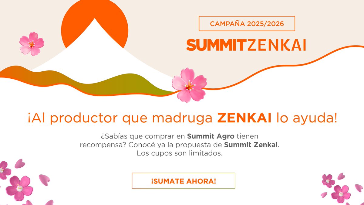 Lanzamos una nueva edición de Summit Zenkai! Seguimos recompensando el compromiso de quienes eligen nuestras soluciones a través de nuestro programa de fidelización. 
Si sos productor o técnico comercial, acumulá puntos a través de tus facturas y canjealos por grandes premios.