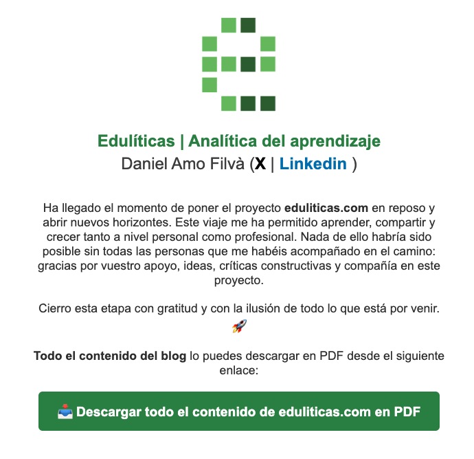 Ha llegado el momento de poner eduliticas.com en reposo y abrir nuevos horizontes 🚀

Gracias a tod@s los que me habéis acompañado y ayudado a crecer personal y profesionalmente.

Esto no es un final, sino el inicio de nuevas etapas ✨