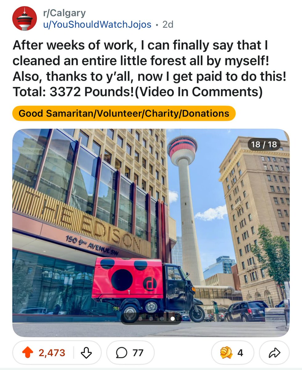 downtowncalgary's tweet photo. We love having Matthew on our clean team! His positive energy and experience with large cleanups have been valuable as we get this program started. We look forward to sharing more about the clean team and our ladybugs in the coming weeks. Visit r/Calgary on Reddit to learn more. https://t.co/RISYuKJVnS