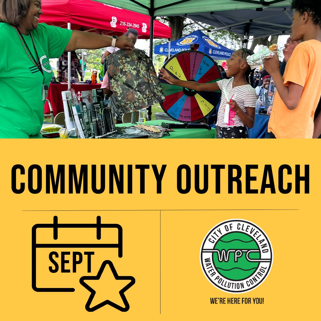 Cleveland Water Pollution Control (WPC) (@clewpc) on Twitter photo 📢The WPC outreach team is rolling into September with plenty of chances to connect!
We’re excited to share resources, answer questions, & talk about the work we’re doing to keep Cleveland’s sewers safe & flowing! #WeAreHereForYou!
📅- September Events clevelandwpc.com/events 📢The WPC outreach team is rolling into September with plenty of chances to connect!
We’re excited to share resources, answer questions, & talk about the work we’re doing to keep Cleveland’s sewers safe & flowing! #WeAreHereForYou!
📅- September Events clevelandwpc.com/events