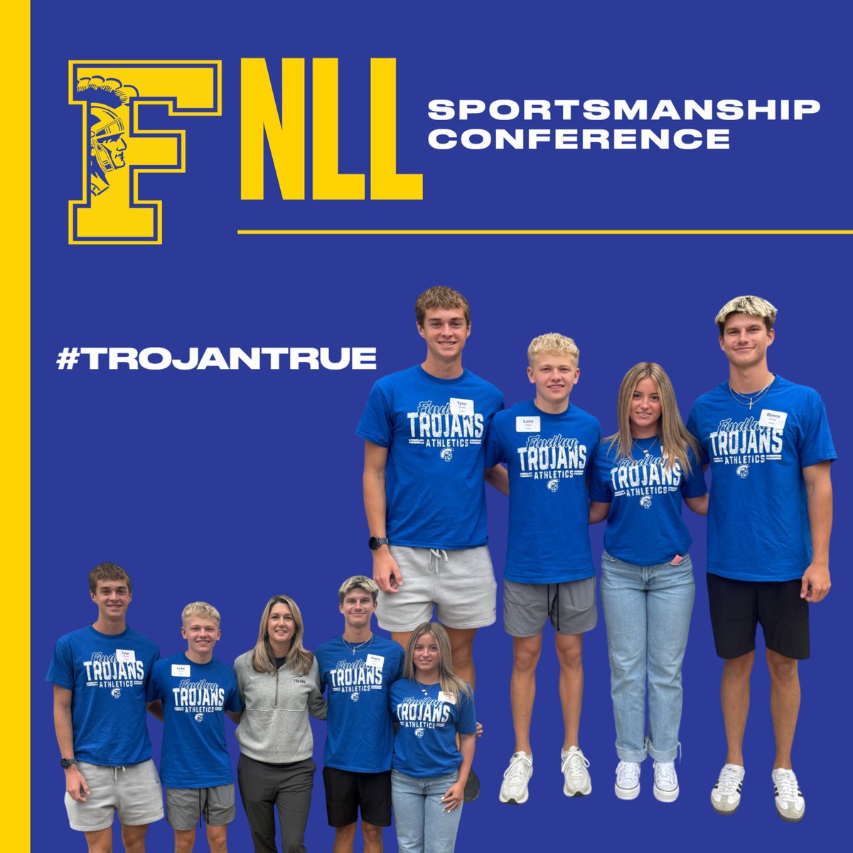 FHSAthletic's tweet image. Some of our Trojans attended the NLL Sportsmanship Conference today! 💙💛 One highlight was hearing from guest speaker, University of Toledo Women’s Basketball Coach Ginny Boggess. 🏀👏 #TrojanTrue