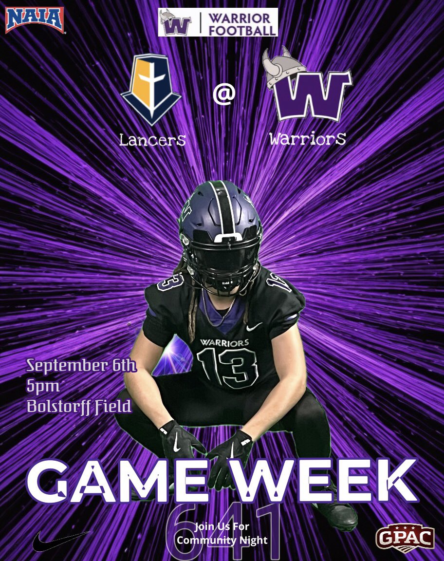Come out for Community Night! Football, Friends, Family and Fireworks 🎇 at Bolstorff Field this Saturday . 9/6 
📍Forest City, Iowa

Tailgating: 2pm

Kickoff : 5pm

<a href="/MMULancersFB/">Mount Marty Football</a> v <a href="/wu_football/">Waldorf Football</a> 

Stream live on <a href="/GPACSports/">Great Plains Athletic Conference</a>  network

#641 #risefromtheashes