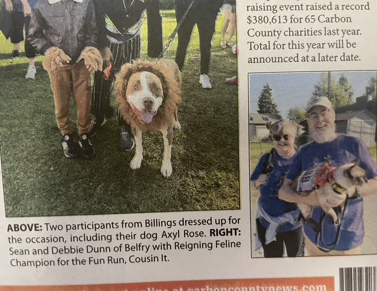 BetsyTheKitty's tweet image. @greggutfeld  animals are great! Our rescue cat participated in the #RedLodge fun run for charity. One of the charities is the Beartooth Humane Alliance, where we adopted our adventure super cat.   🐈