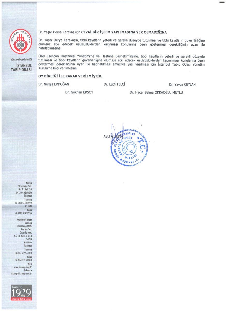 Buda İstanbul Tabip Odası Onur Kurulu kararınız
#yenidooğancetesi
#yenidoğan
<a href="/saglikbakanligi/">T.C. Sağlık Bakanlığı</a>
<a href="/adalet_bakanlik/">T.C. Adalet Bakanlığı</a>
<a href="/_tbb/">Thais Barcelos</a>
<a href="/istabip/">İstanbul Tabip Odası</a>
<a href="/ADLITIPKURUMU/">Adli Tıp Kurumu</a>