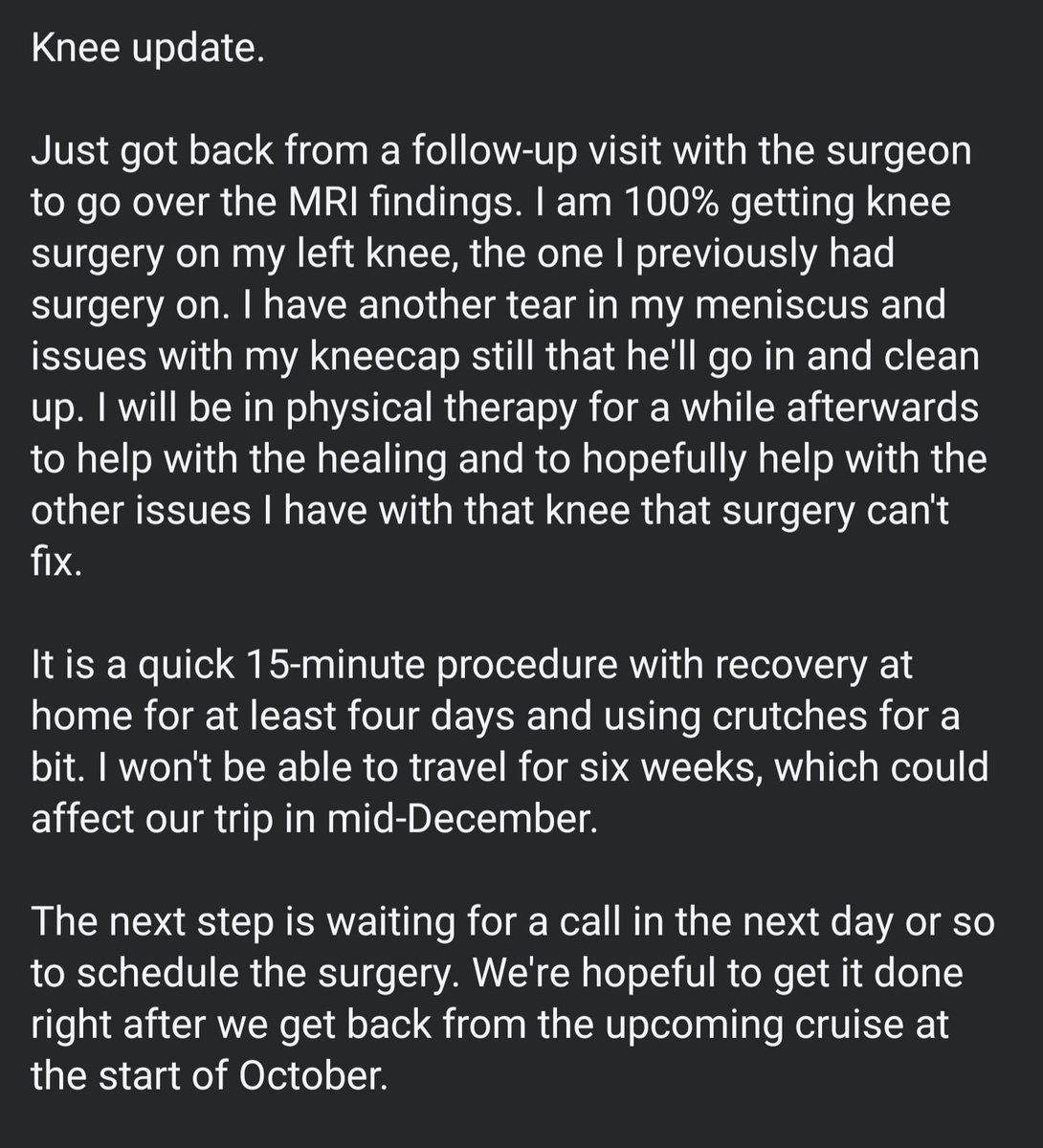 costlydoubler's tweet image. Surgery is in my near future. #KneeSurgery #Surgery #KneeProblems
