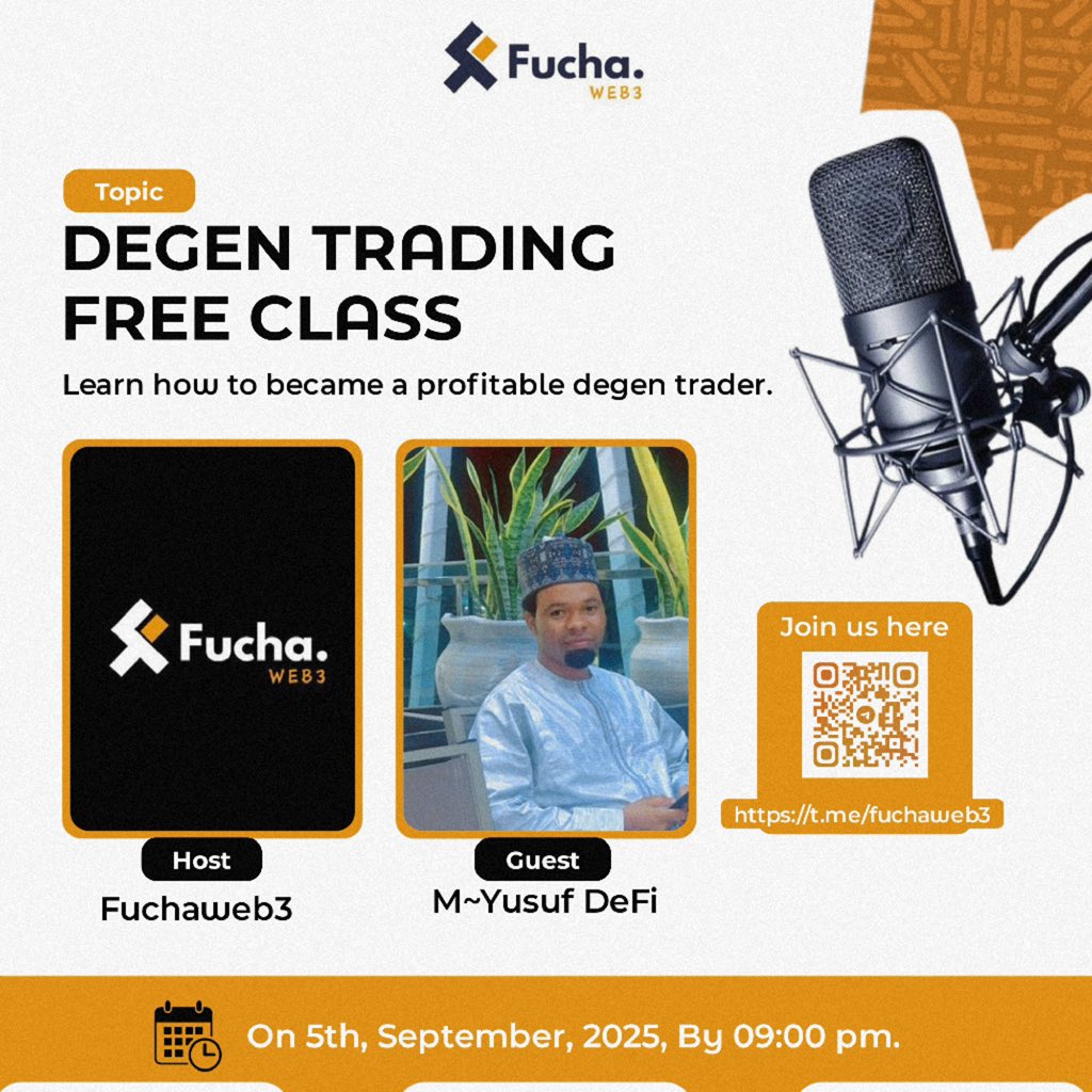 Waye har yanzu bai joining telegram channel namu ba domin class da zamu fara na Degen trading kyauta gobe? 

Hanzarta ka shiga 

Join: t.me/fuchaweb3
