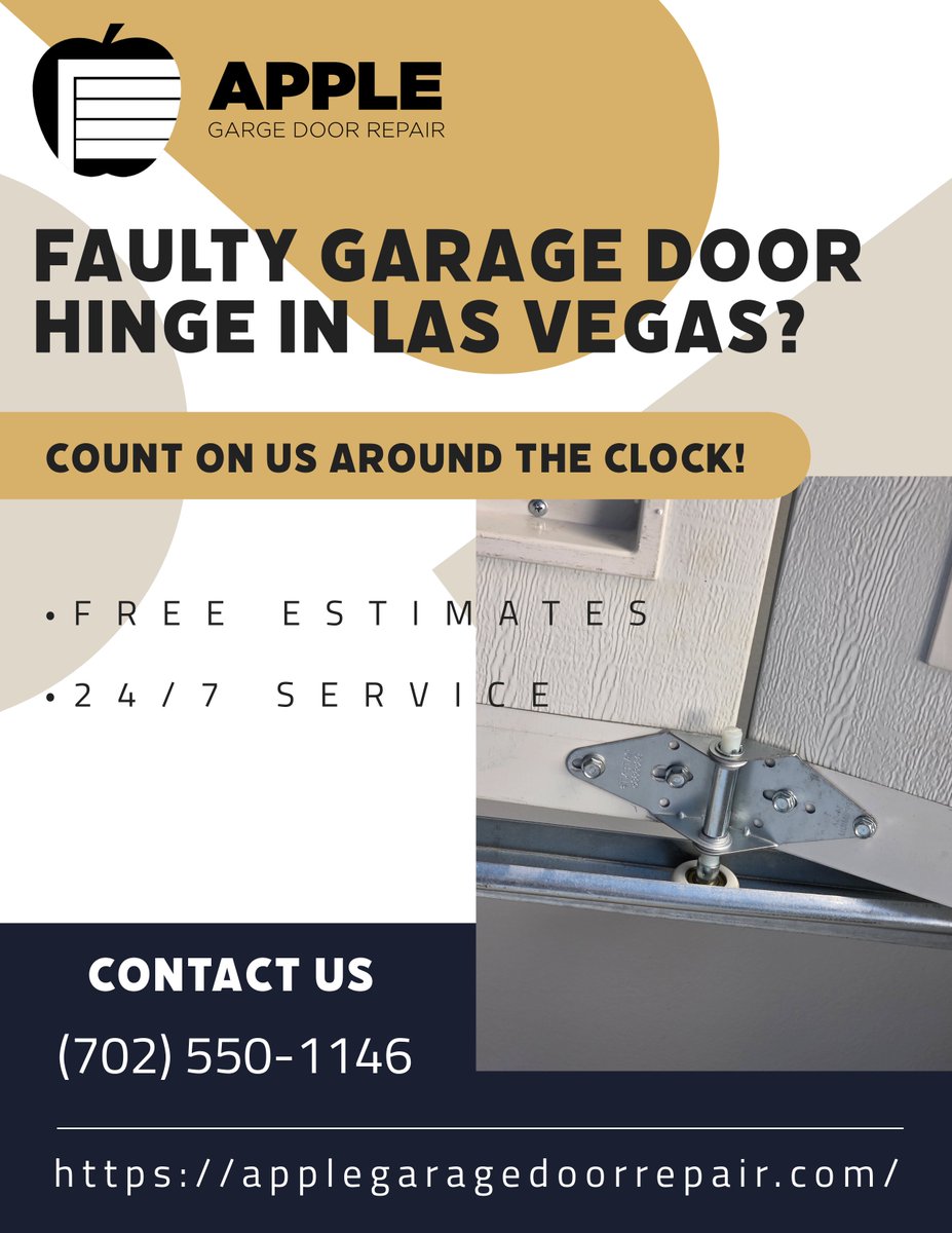applegdlv's tweet photo. Having trouble with a faulty garage door hinge? Get expert Garage Door Hinge Replacement in Las Vegas. We offer same-day free estimates and are available 24/7.

Call us: (702) 550-1146 

#GarageDoorRepair #LasVegas #HingeReplacement #AppleGarageDoor https://t.co/yANruDcuWh