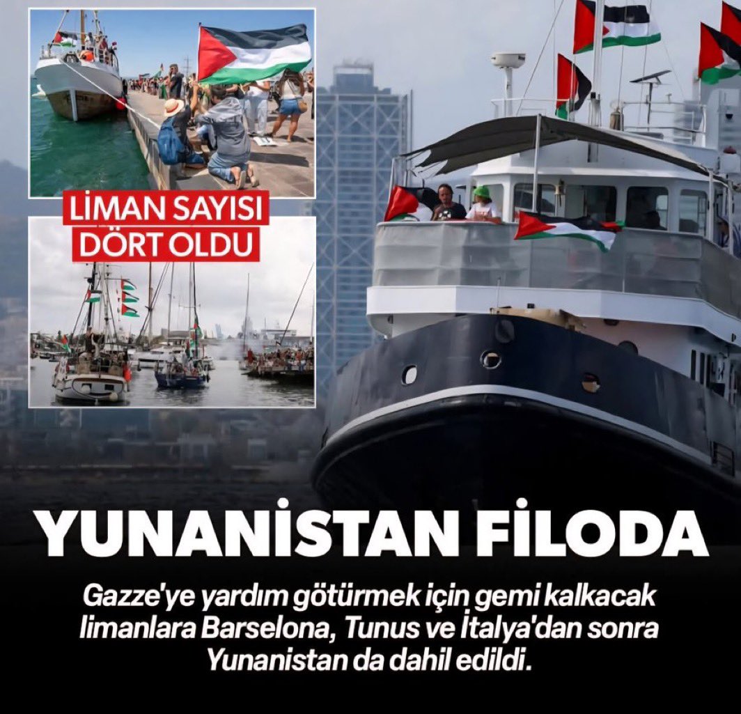 Yunanistan da filoda.
İspanya, Tunus ve İtalya'dan sonra Yunanistan'dan da Gazze için gemiler kalkacak?

Neden Türkiye'den kalkmıyor?