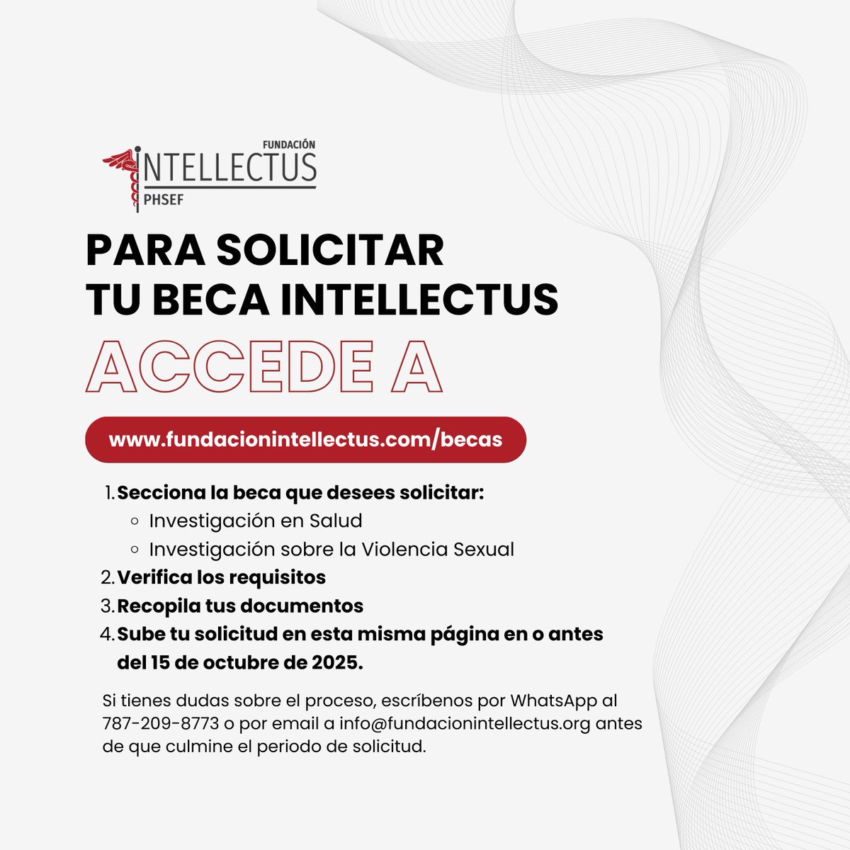 IntellectusPR's tweet image. ¡No pierdas la oportunidad! Solicita tu beca Intellectus de investigación hoy.
Recuerda que tienes hasta el 15 de octubre de 2025 para completar tu solicitud.
*Accede a fundacionintellectus.com/becas
* Revisa los requisitos y sube tus documentos.
* Completa tu formulario y ¡listo!