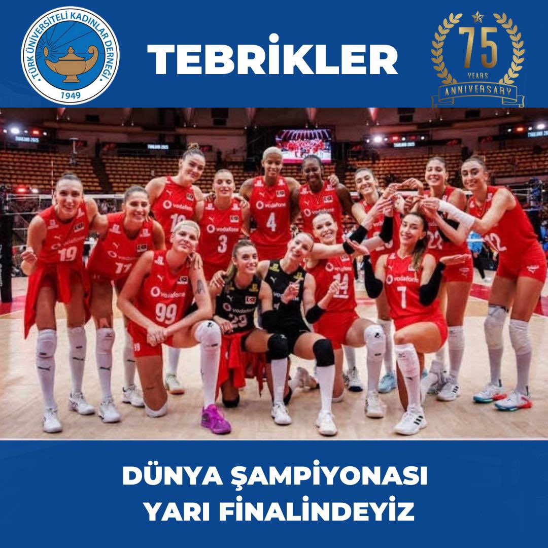 2025 FIVB Kadınlar Voleybol Dünya Şampiyonası'nda rakibimiz ABD'yi 3-1 mağlup ederek adımızı yarı finale yazdıran #FileninSultanları🇹🇷 ile gurur duyuyoruz. Dünya Şampiyonası tarihinde ilk kez yarı finaldeyiz… #FileninSultanları #tükd