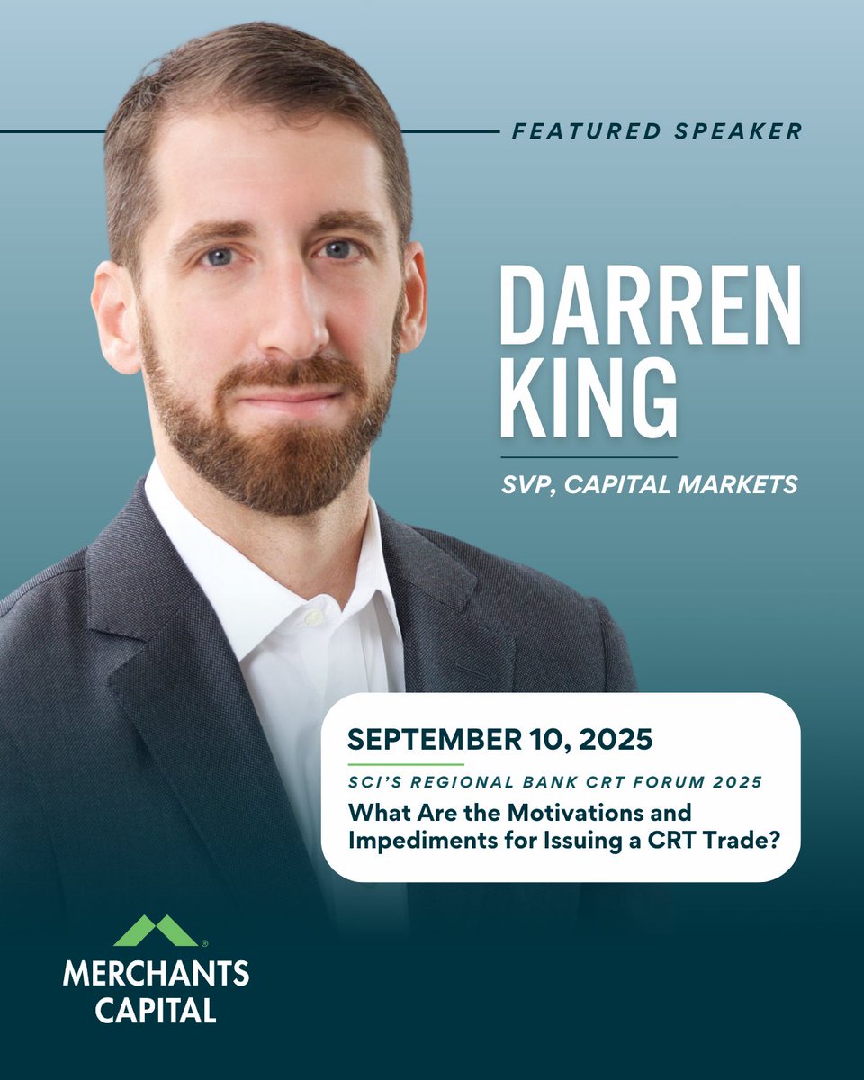 SVP Darren King will speak at the SCI Regional Bank CRT Forum next week, joining a panel on CRT trade issuance that will explore key motivations and challenges—from capital relief to regulatory uncertainty.

Full Forum schedule: bit.ly/3K4reVL

#CRT #StructuredFinance