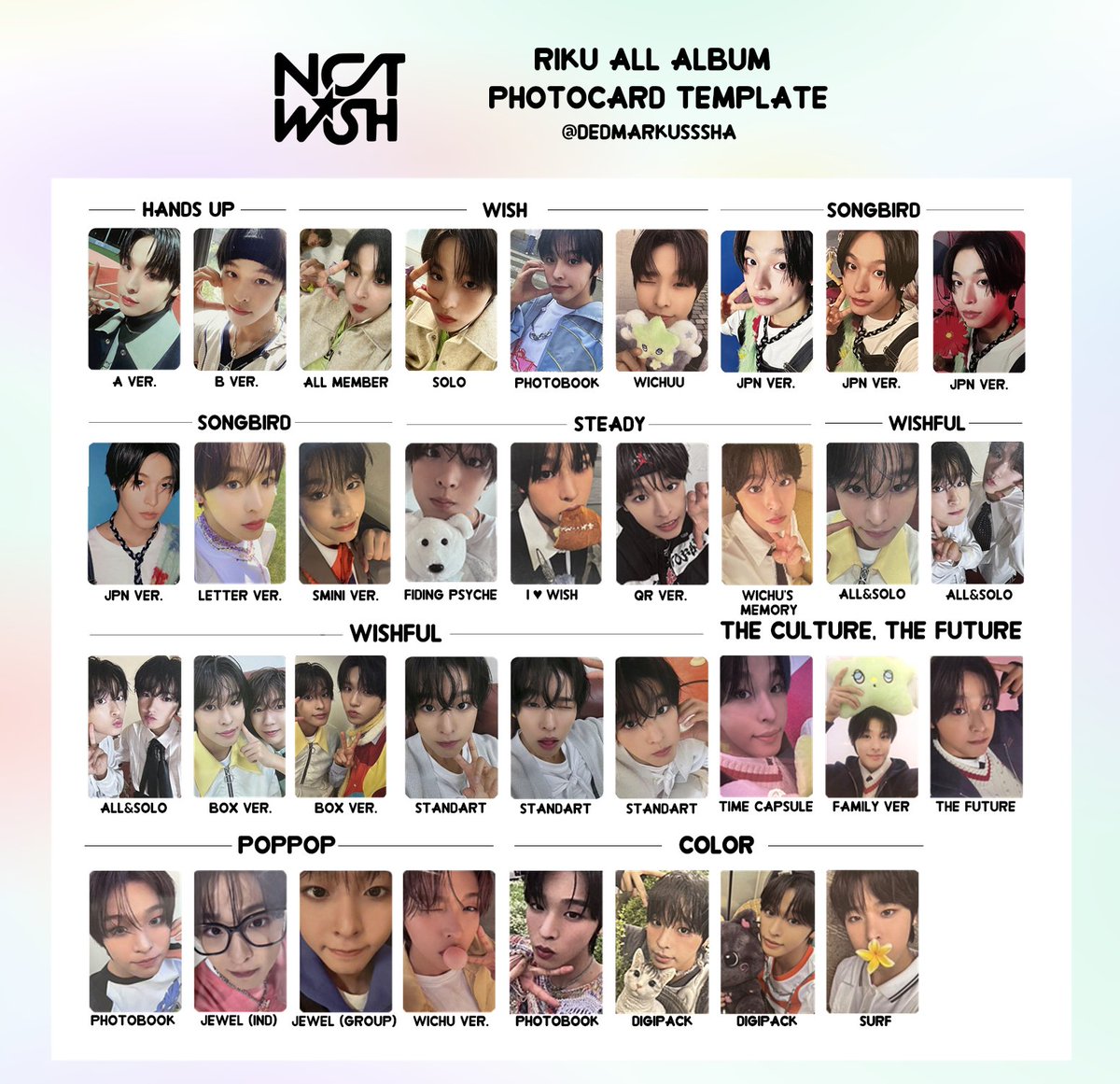 NCT WISH💫 Sion, Riku, Yushi ALL ALBUM PHOTOCARD TEMPLATE #엔시티