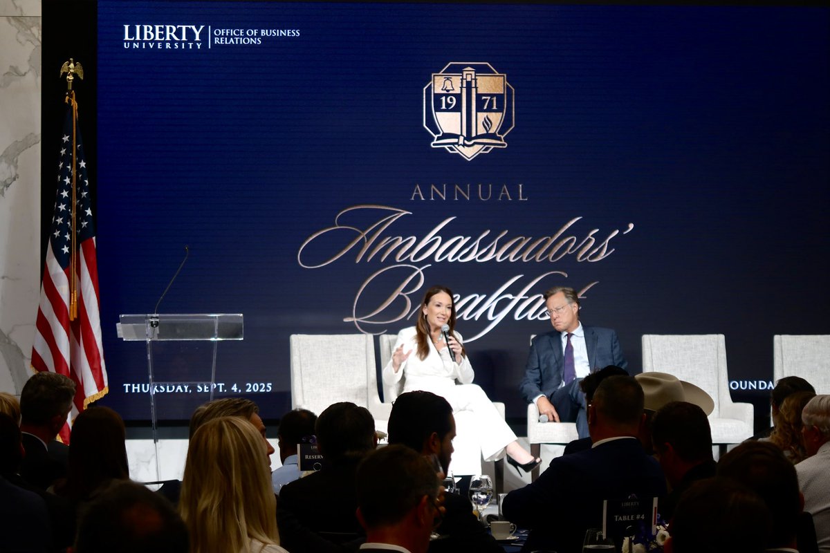 Thrilled to join <a href="/brateconomics/">Dave Brat</a> at this year’s Ambassador Breakfast <a href="/Heritage/">Heritage Foundation</a>, hosted by <a href="/LibertyU/">Liberty University</a>!

We discussed <a href="/POTUS/">President Donald J. Trump</a>’ HISTORIC trade agenda, my rural prosperity policy work, and my time <a href="/A1Policy/">America First Policy Institute</a>. It was an honor to speak alongside leaders from over 40 nations and the private