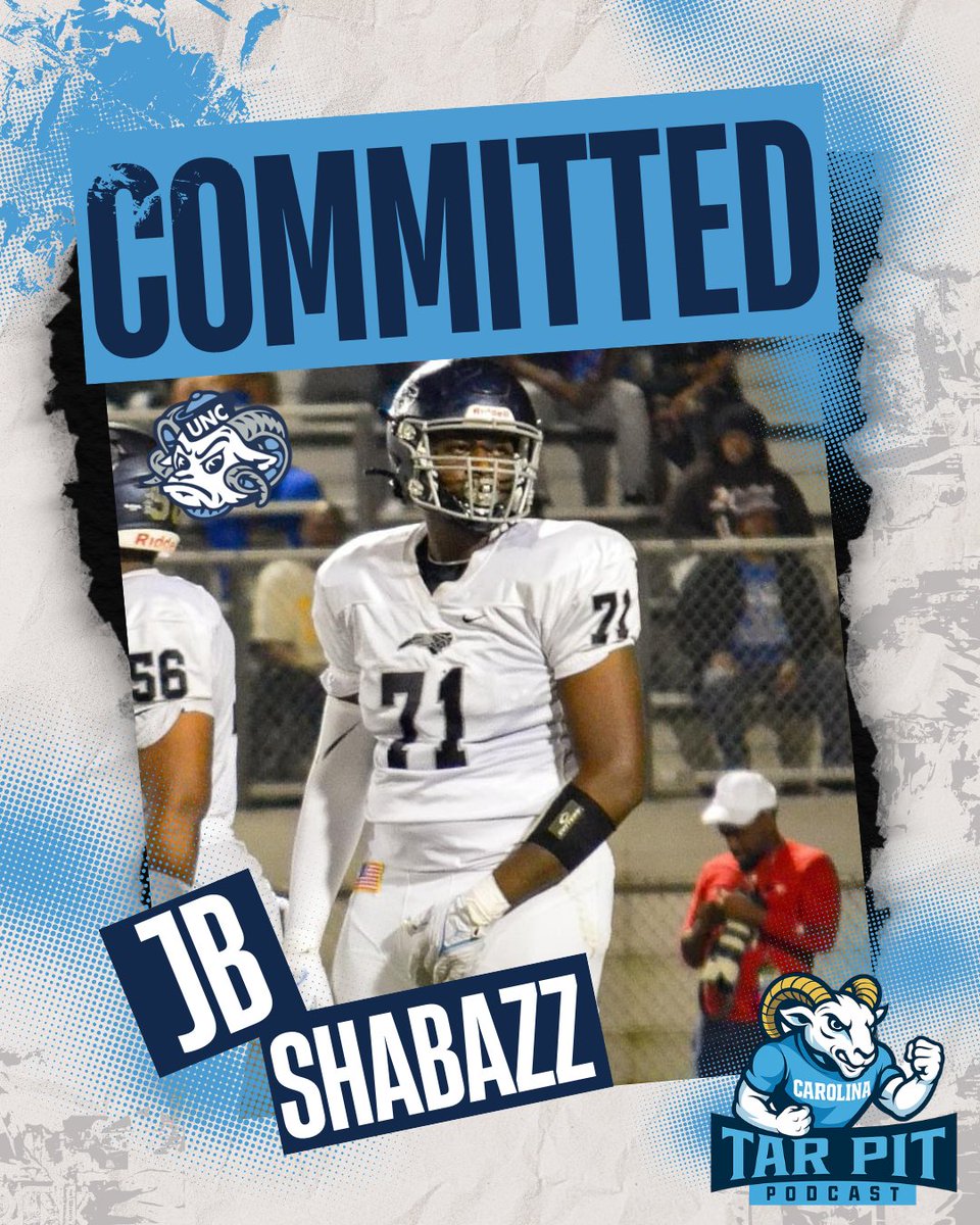 𝘽𝙍𝙀𝘼𝙆𝙄𝙉𝙂: Class of 2026 4🌟 OL JB Shabazz has flipped his commitment from Tennessee to UNC.

Welcome to Carolina, JB!!
