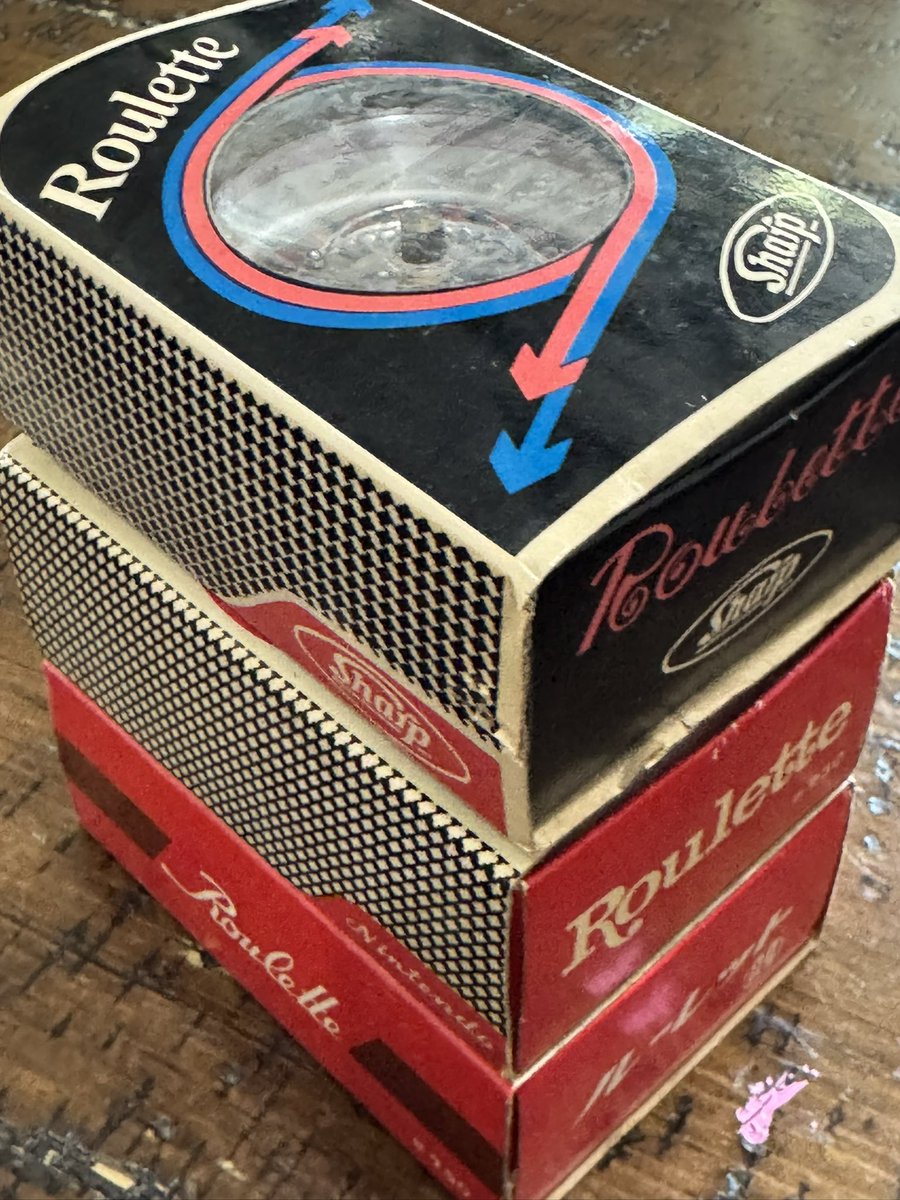 Just in! Sharp Nintendo Mini Roulette. The chips, plastic game mat &amp;  instructions are all Nintendo. The outer box is Sharp. #sharp #nintendo