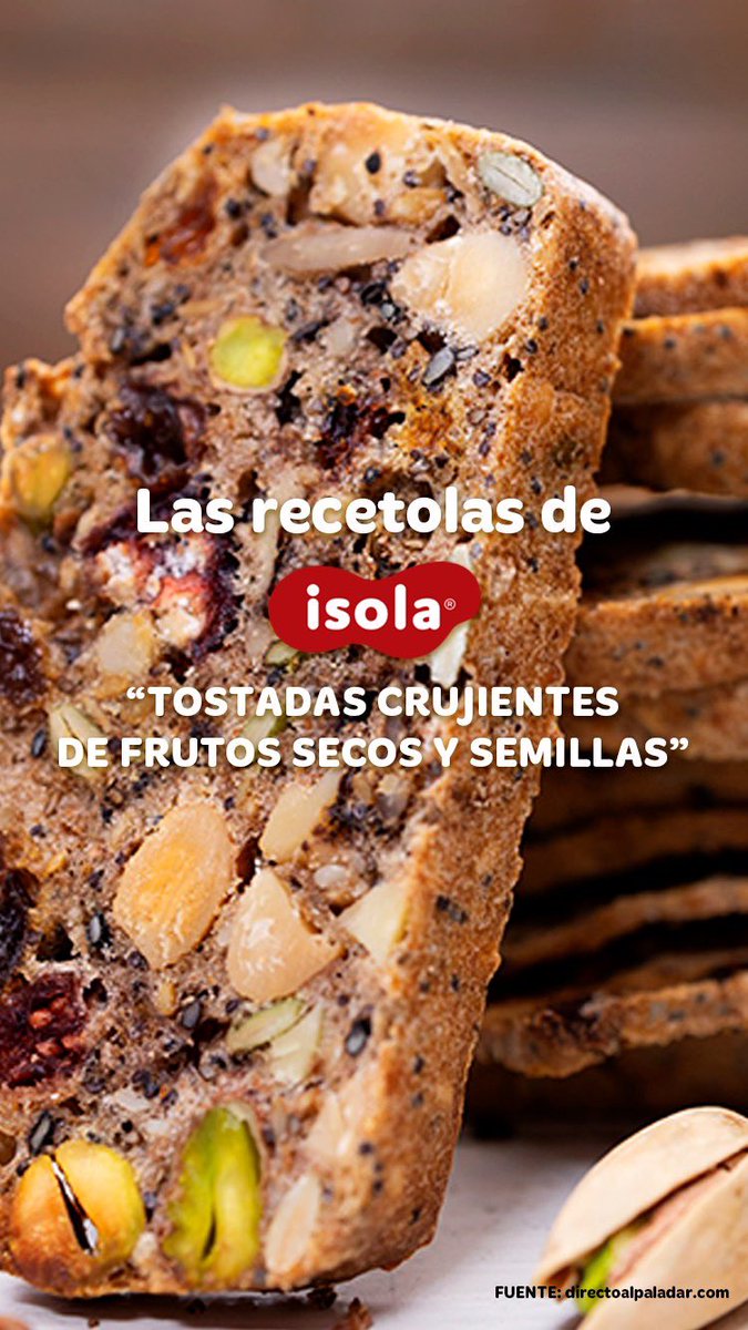 👩‍🍳Bien como aperitivo, tentempié, o para acompañar en cualquiera de tus comidas, estas "Tostadas crujientes de 💛🥜frutos secos y semillas" de la #recetola de hoy, están deliciosas 😋 y podrás sorprender a todos con una alternativa al pan algo diferente.
