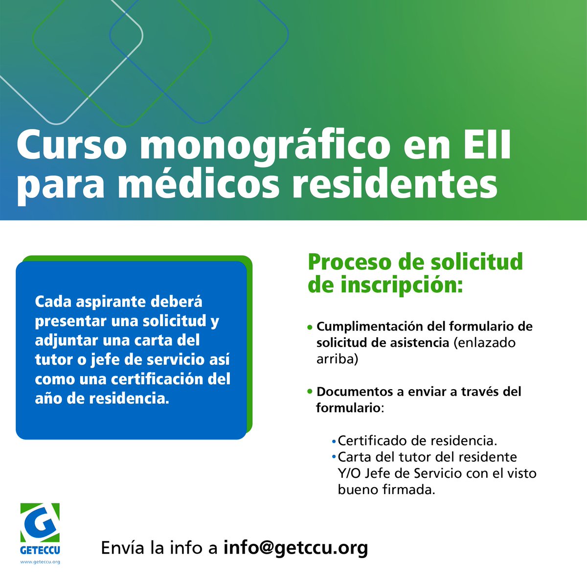 GETECCU (@geteccu) on Twitter photo Está abierto hasta el 30.9 el plazo de presentación de solicitudes para asistir a los Cursos Monográficos en EII para Médicos Residentes de GETECCU
🗓️ 4 cursos (febrero - mayo 2026)
❗Asegúrate de recibir confirmación de la recepción de tu solicitud
👉drive.google.com/file/d/18vp39H… Está abierto hasta el 30.9 el plazo de presentación de solicitudes para asistir a los Cursos Monográficos en EII para Médicos Residentes de GETECCU
🗓️ 4 cursos (febrero - mayo 2026)
❗Asegúrate de recibir confirmación de la recepción de tu solicitud
👉drive.google.com/file/d/18vp39H…