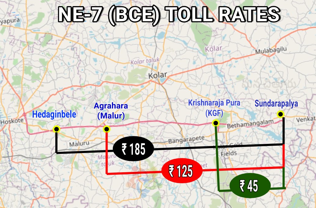 Toll collecction has started from today in KA section of Bengaluru Chennai Expressway.

As already mentioned in below pic,  toll from Hoskote to Sundarapalya is 185 Rs for 72 Kms.