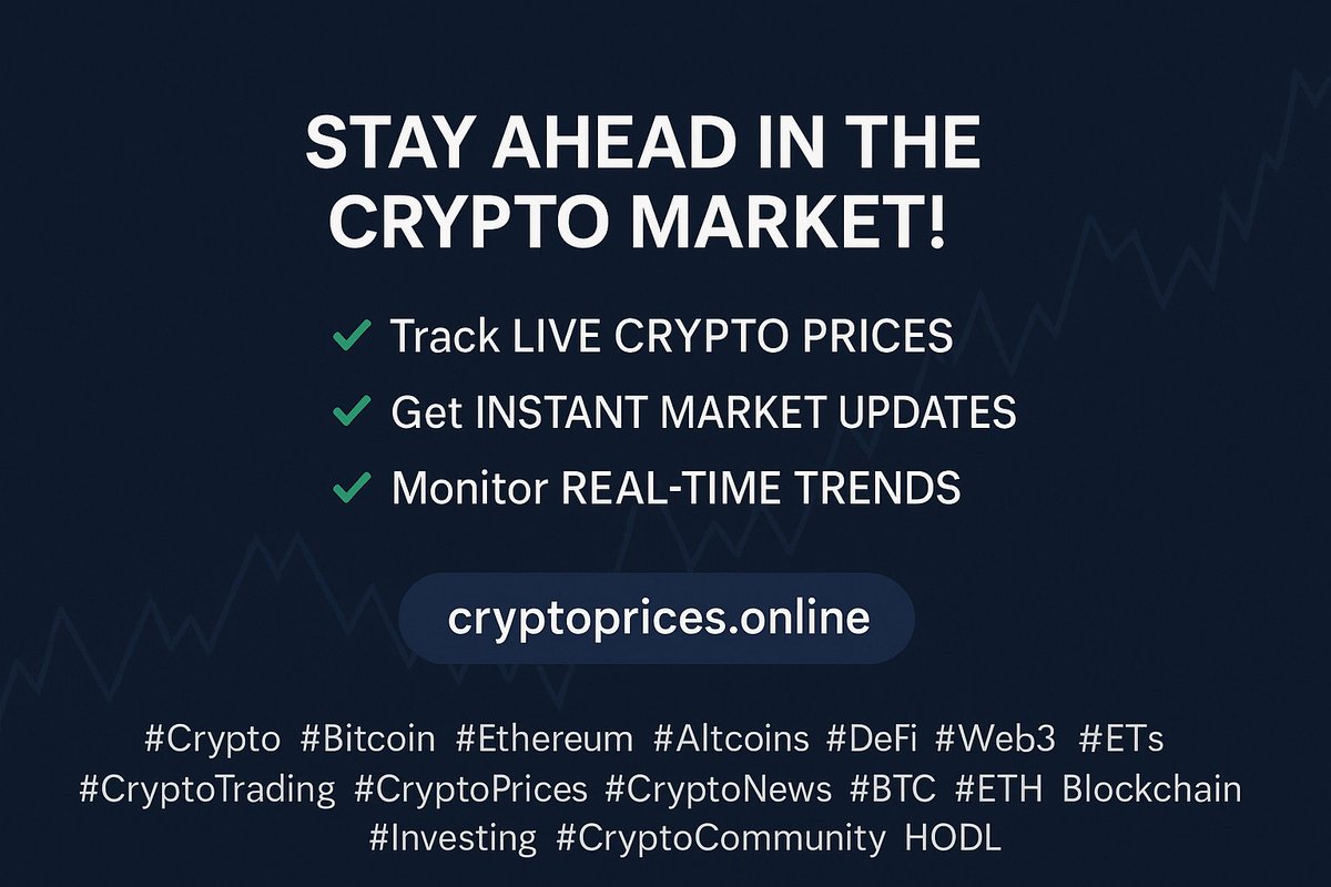 VashdevValasai's tweet image. 🚀 Stay ahead in the crypto market!
✅ Track live crypto prices
✅ Get instant market updates
✅ Monitor real-time trends

👉 cryptoprices.online

#Crypto #Bitcoin #Ethereum #Altcoins #DeFi #CryptoTrading #CryptoPrices #CryptoNews #BTC #ETH #Blockchain #Cryptoprice #HODL