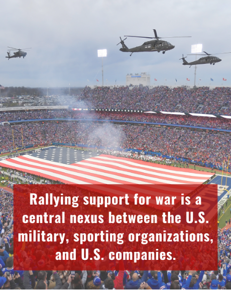 CostsOfWar's tweet photo. New: As NFL season begins, the latest Costs of War research on pop culture looks at the militarization of sports – and how the NFL and other sporting organizations profit immensely from collaborating with the U.S. military and corporations. [THREAD, 1/8] https://t.co/QrBK6u9xBf https://t.co/Wzdfaoz8Ss