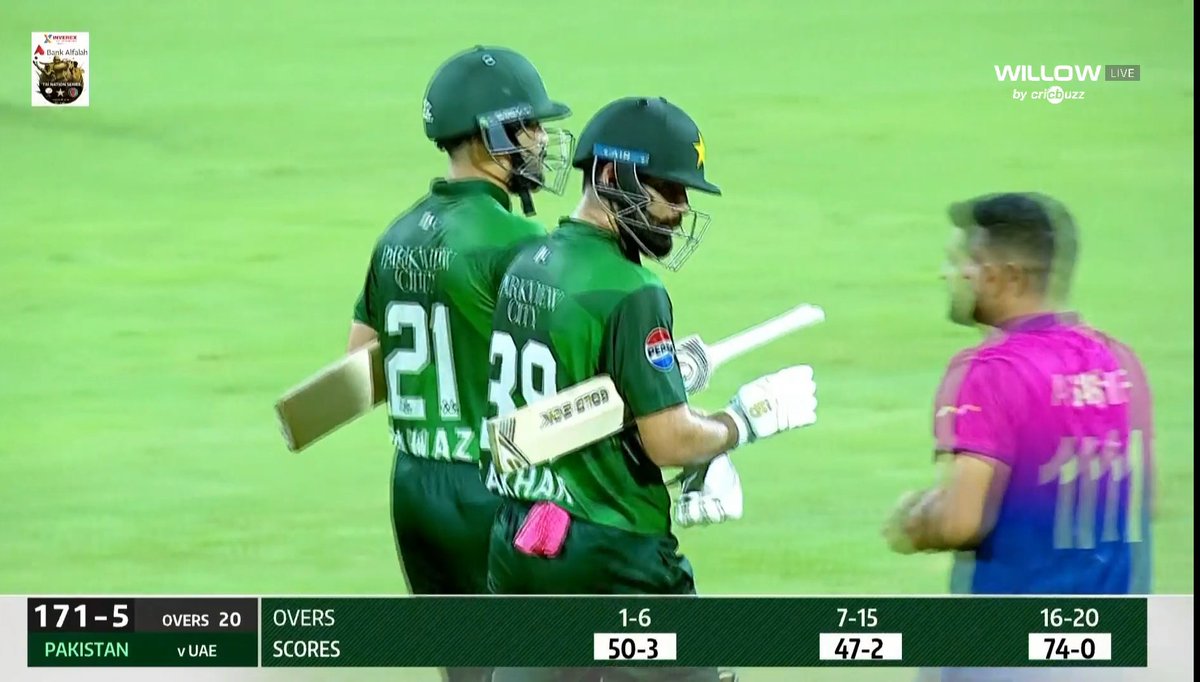 Babar Azam can only dream of playing such knock after 70/5 that's why he's out of team. 
Excellent finish from Nawaz and Fouji.
#PAKvsUAE