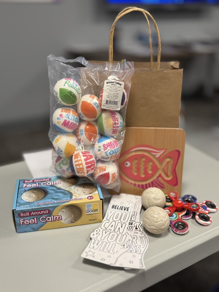 Super fun goodies for our students in our Back to School bags from our amazing Lead SW <a href="/AbbyCobb15/">Abby Cobb</a>! The calming stones are super amazing and I cannot wait to see my students using them!! #StudentWellness