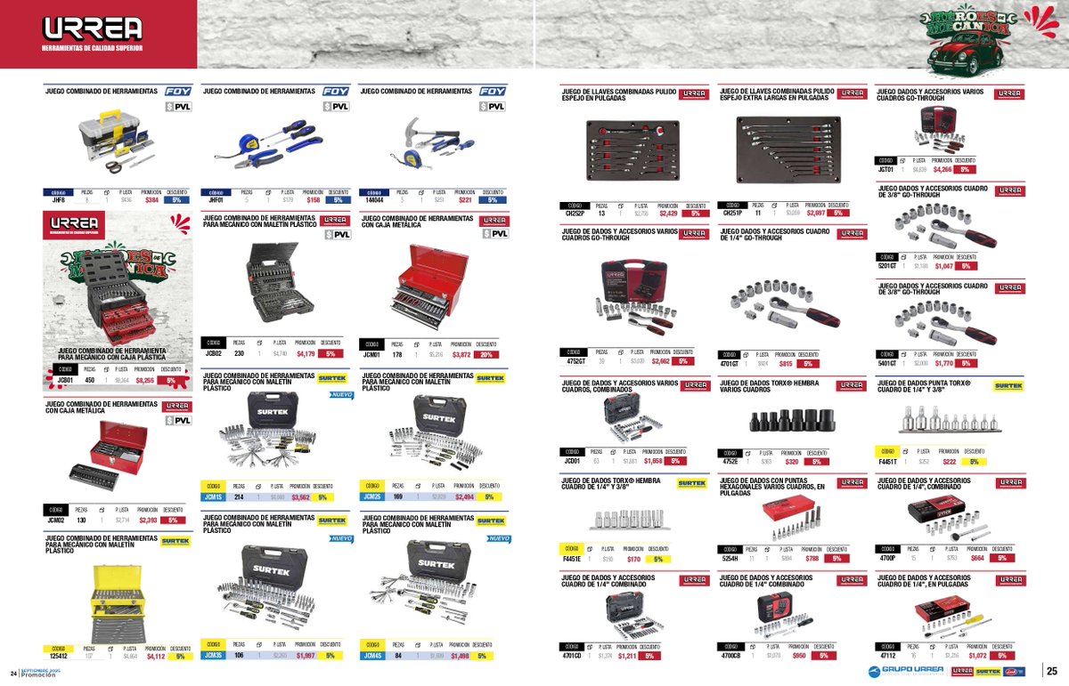 #Promociones durante el mes de  #septiembre del 2025 en marcas como Urrea, Surtek y FOY.