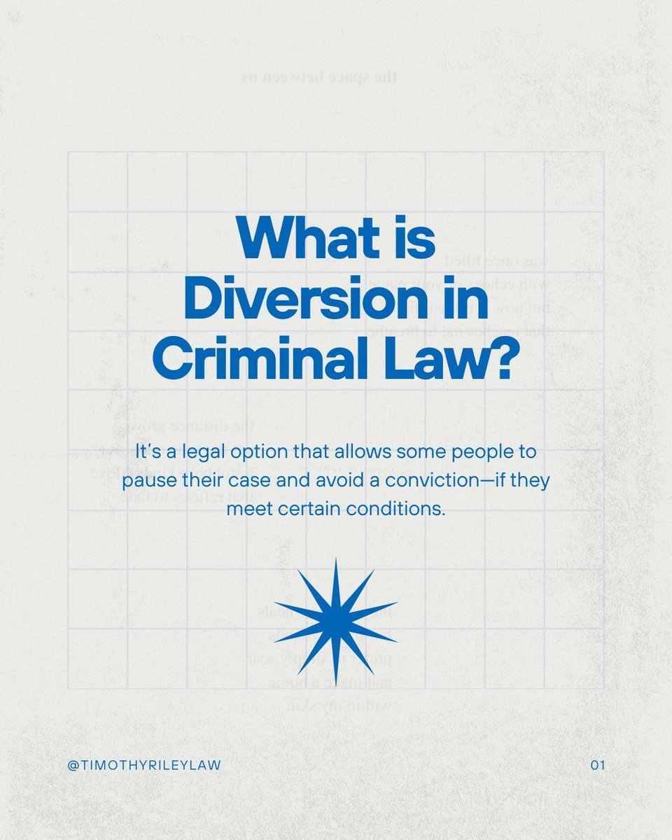 TimothyRileyLaw's tweet image. Did you know some criminal cases can be paused and even dismissed?
That’s what Diversion is. If you qualify, it means a chance to keep your record clean.
Talk to an attorney to see if Diversion applies to your case. 
#CriminalDefense #DiversionProgram #KnowYourRights #LegalHelp