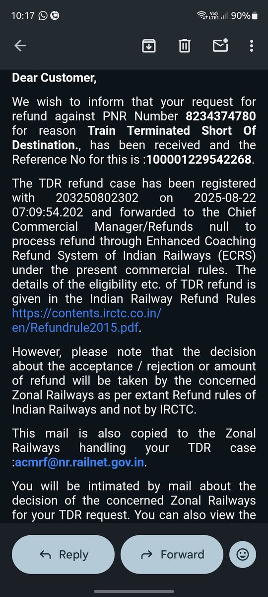 gt_saurabh's tweet image. Also not received tdr refund for my this one ticket for same route plz do needful action on this @IRCTCofficial @RailwaySeva