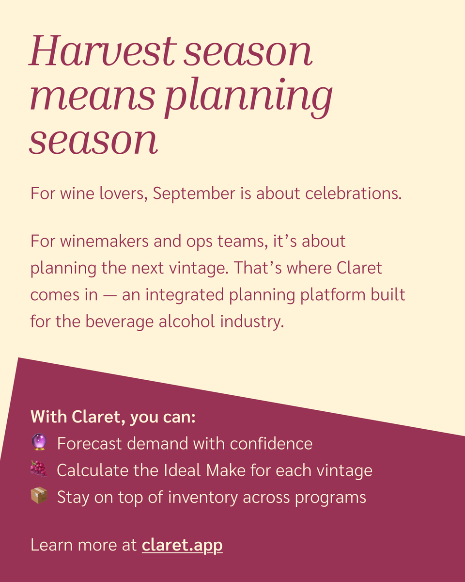 ClaretPlan's tweet image. 🍇 September is California Wine Month! From Lodi to Sonoma to Paso Robles, harvest season means festivals, tastings, and dinners across the state. Here’s what’s happening in 2025… 🍷✨

#CaliforniaWineMonth #WineCountry #BevAlc