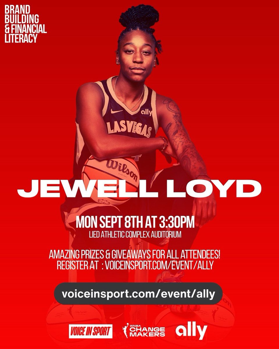 voiceinsport's tweet photo. @jewellloyd's journey in financial literacy started with the questions: “How can we get there? Why is it like this? How can we fix it?” It seemed daunting at first, but Jewell took the time to learn and research as much as possible to understand how to break it down and be less intimidated by it. As one of the founders of Loyd & Co., she recently co-acquired Help With My Loan to support minority entrepreneurs.

Learn more about brand building and financial literacy from Jewell herself when you attend her FREE in-person VIS Mentoring Session on Monday, September 8th, from 3:30 to 5:00 PM PST at the UNLV Lied Athletic Complex Auditorium 💙

RSVP by Friday, September 5th, on https://t.co/hqtpCCHarC (link in bio). Open to both UNLV and non-UNLV students!

@unlv @unlvathletics @wnba @ally