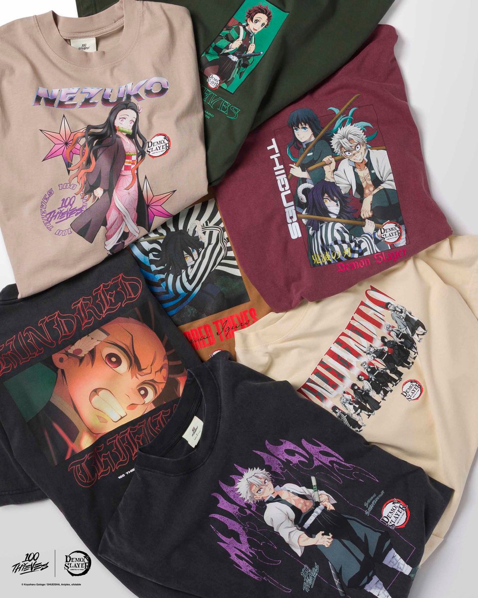 100Thieves's tweet photo. 100 Thieves x Demon Slayer collection preview is now live on https://t.co/8q3ChC9VcK

The full collection releases tomorrow, 09.05.25 at 10:00 AM PT https://t.co/rlcy37q2Fk