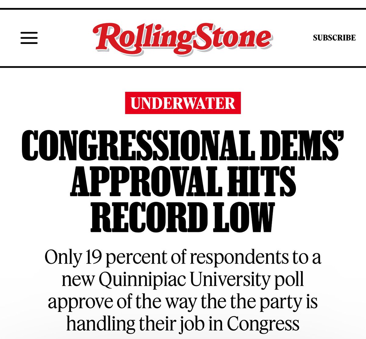 Prepare to be shocked: 
The most divisive, deceptive, dishonest, delusional, depressing and deranged organization pretending to be a political party is not popular amongst the American people??
