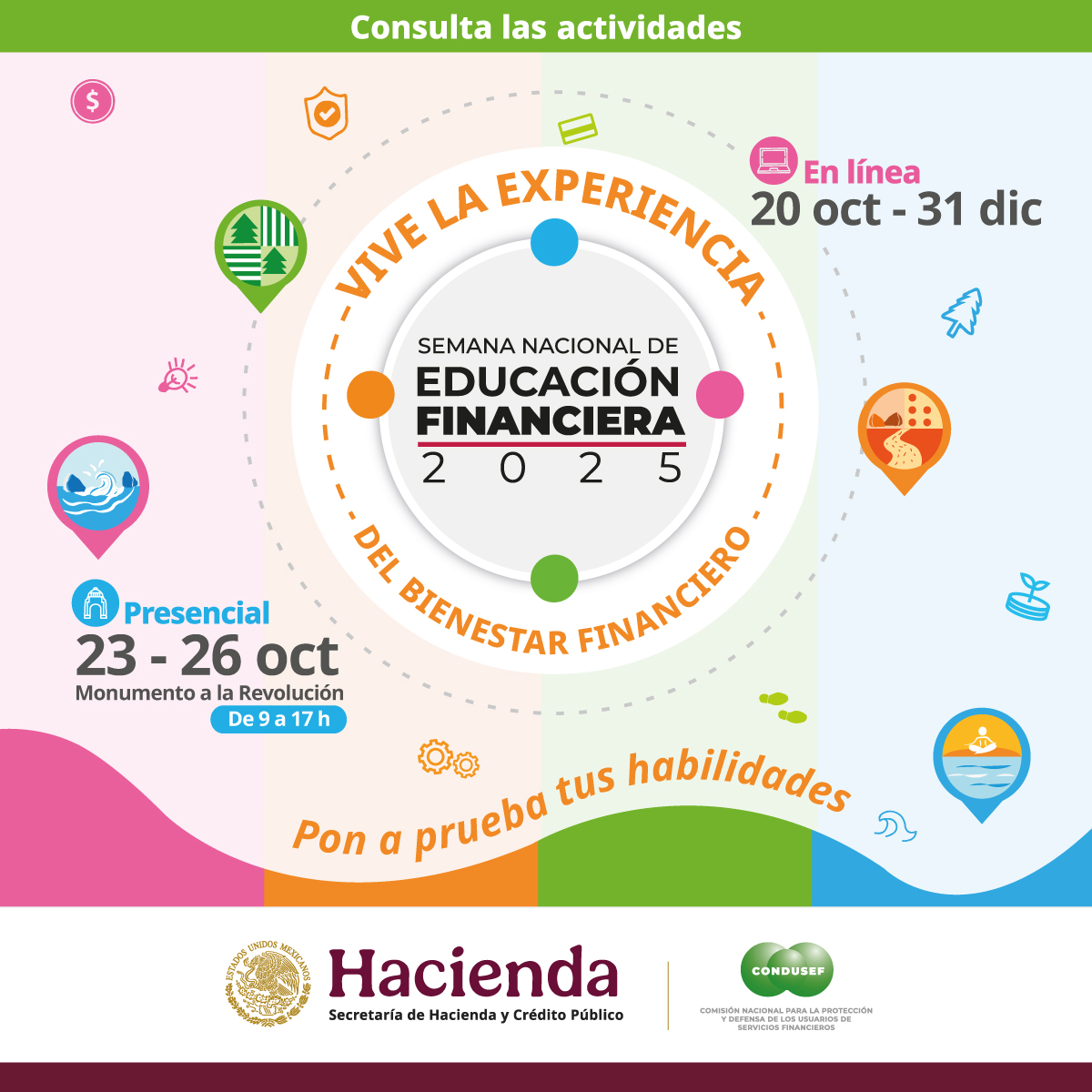 🎉 ¡Prepárate para vivir la experiencia del bienestar financiero en la #SNEF2025!  

📍Del 23 al 26 de octubre en el Monumento a la Revolución #CDMX o en línea en: 

bit.ly/promocionsnef 

#EducacionFinanciera #SaludFinanciera #BienestarFinanciero #ahorro #retiro