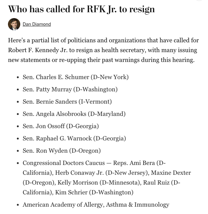 ddiamond's tweet photo. A partial list of politicians and organizations that have called for RFK Jr to resign https://t.co/F1OywUGE5x