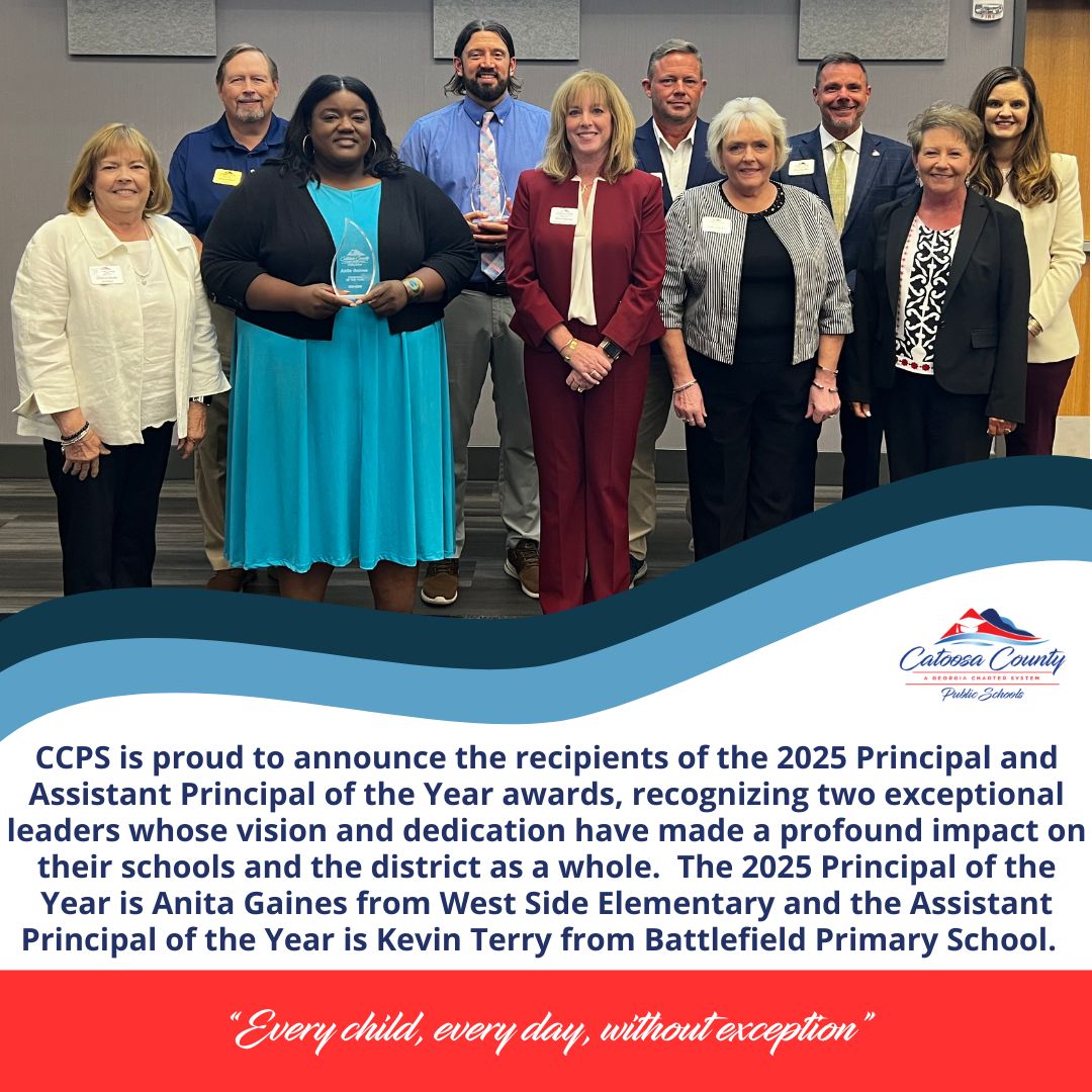 CCPS is proud to announce Anita Gaines from West Side  Elementary as Principal of the Year and Kevin Terry from Battlefield Primary School as Assistant Principal of the Year.  They are exceptional leaders whose vision and dedication have made a profound impact on their schools.