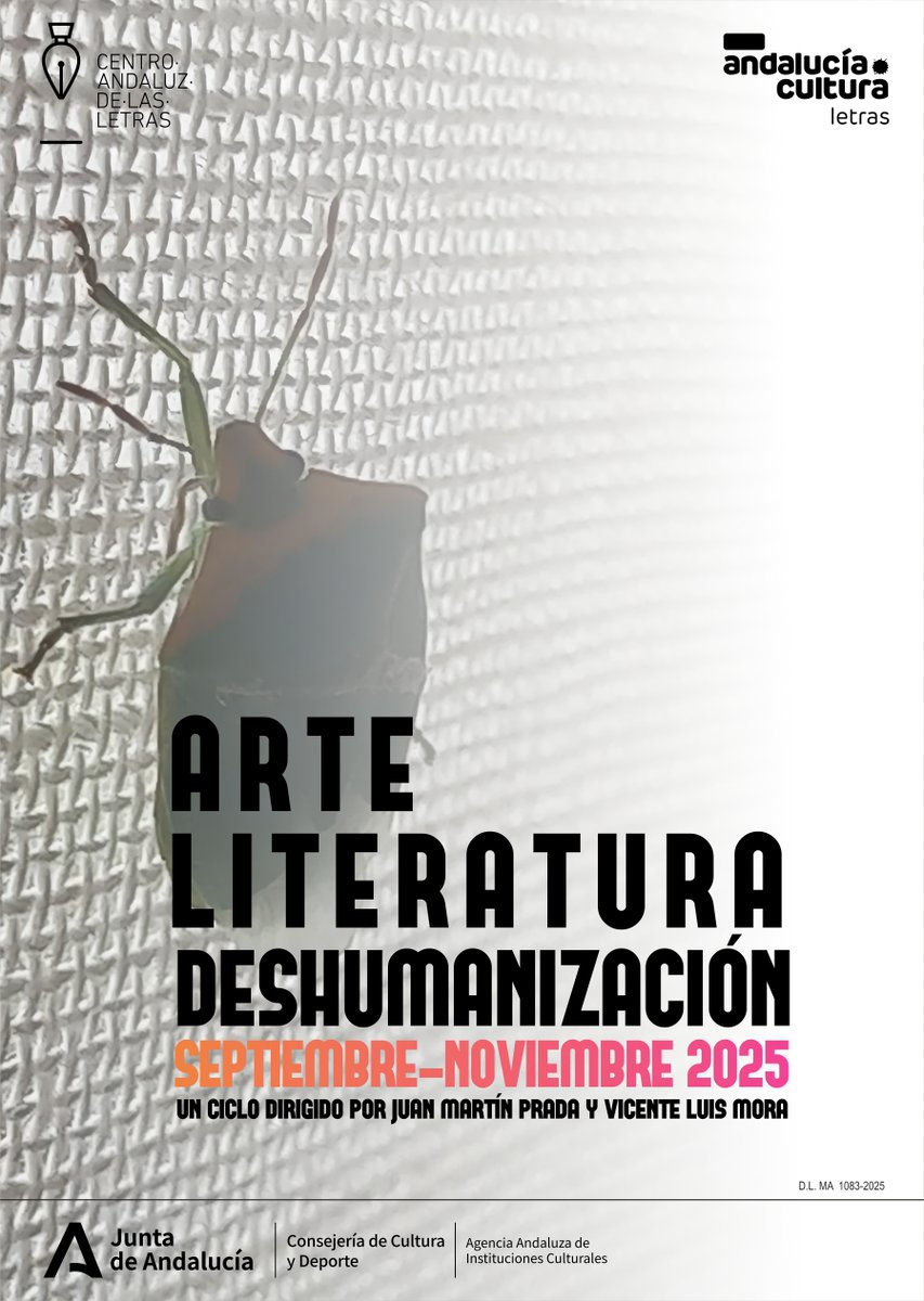 Pues <a href="/JuanMartinPrada/">Juan Martín Prada</a> y yo estamos orgullosos de presentar este ciclo, "Arte, literatura, deshumanización", organizado por el <a href="/letrasandalucia/">Centro Andaluz de las Letras</a>, que recorrerá varias ciudades andaluzas entre septiembre y noviembre. Daremos más información conforme se acerquen las fechas.